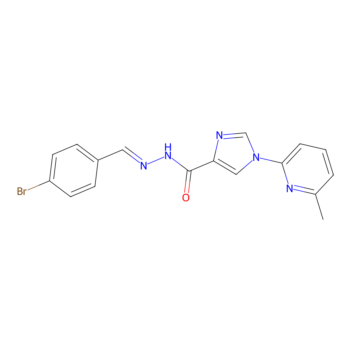 N-[(4-bromophenyl)methylideneamino]-1-(6-methyl-2-pyridinyl)imidazole-4-carboxamide molecular structure, CAS 478077-73-5