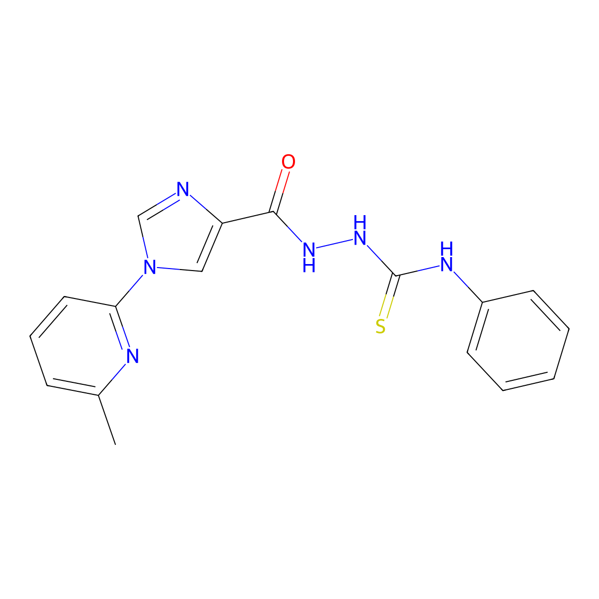 1-[[[1-(6-Methyl-2-pyridinyl)-4-imidazolyl]-oxomethyl]amino]-3-phenylthiourea molecular structure, CAS 478077-77-9