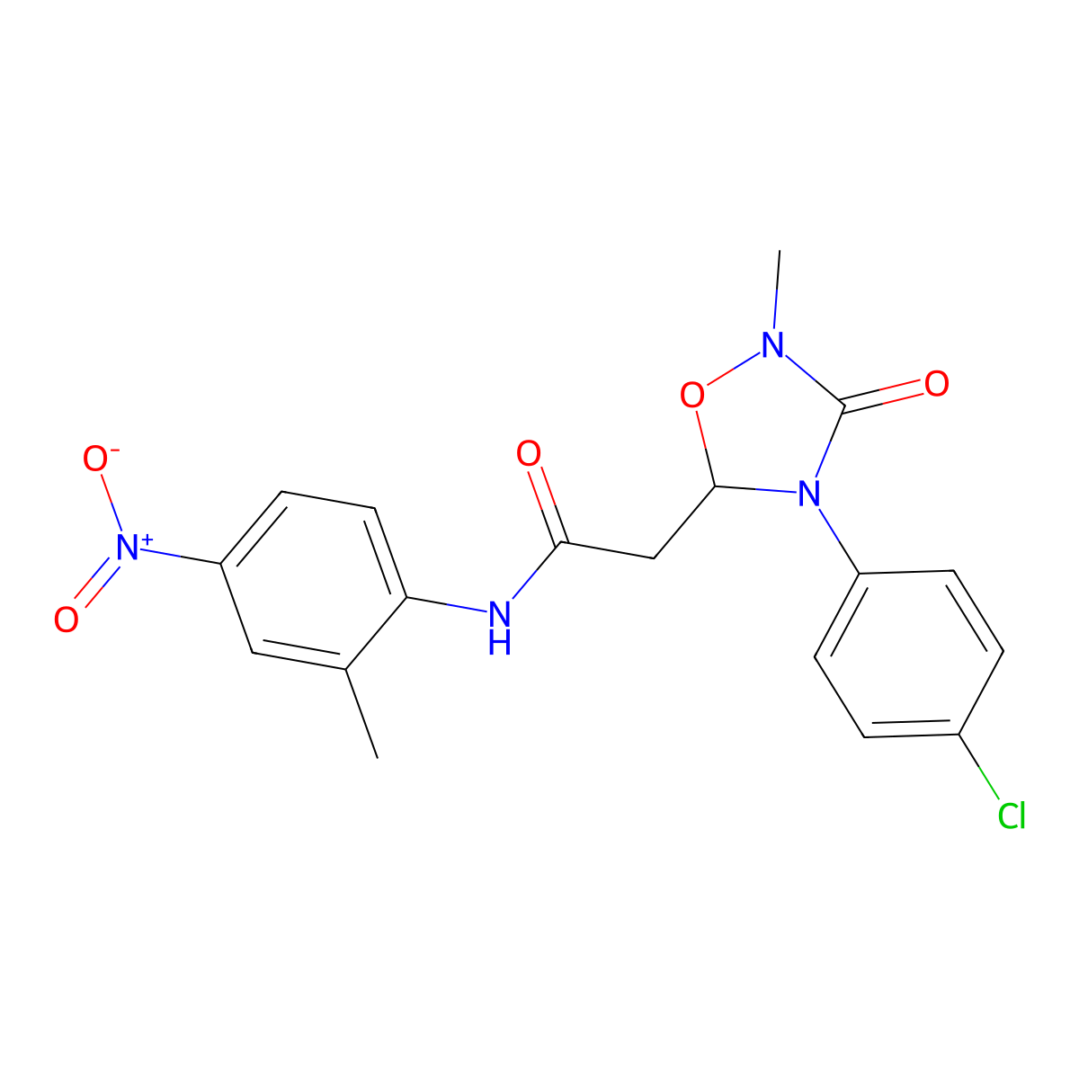 2-[4-(4-chlorophenyl)-2-methyl-3-oxo-1,2,4-oxadiazolidin-5-yl]-N-(2-methyl-4-nitrophenyl)acetamide molecular structure, CAS 478077-80-4