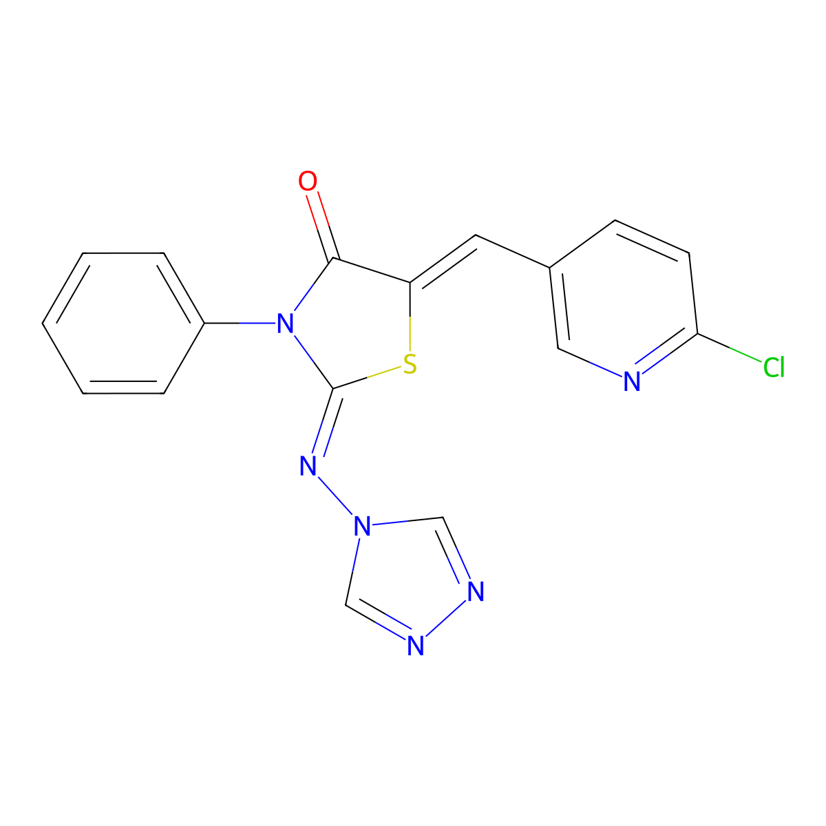 5-[(Z)-(6-chloro-3-pyridinyl)methylidene]-3-phenyl-2-(4H-1,2,4-triazol-4-ylimino)-1,3-thiazolan-4-one molecular structure, CAS 478078-00-1