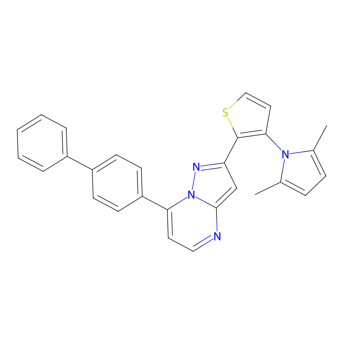 7-[1,1'-biphenyl]-4-yl-2-[3-(2,5-dimethyl-1H-pyrrol-1-yl)-2-thienyl]pyrazolo[1,5-a]pyrimidine molecular structure, CAS 478078-06-7