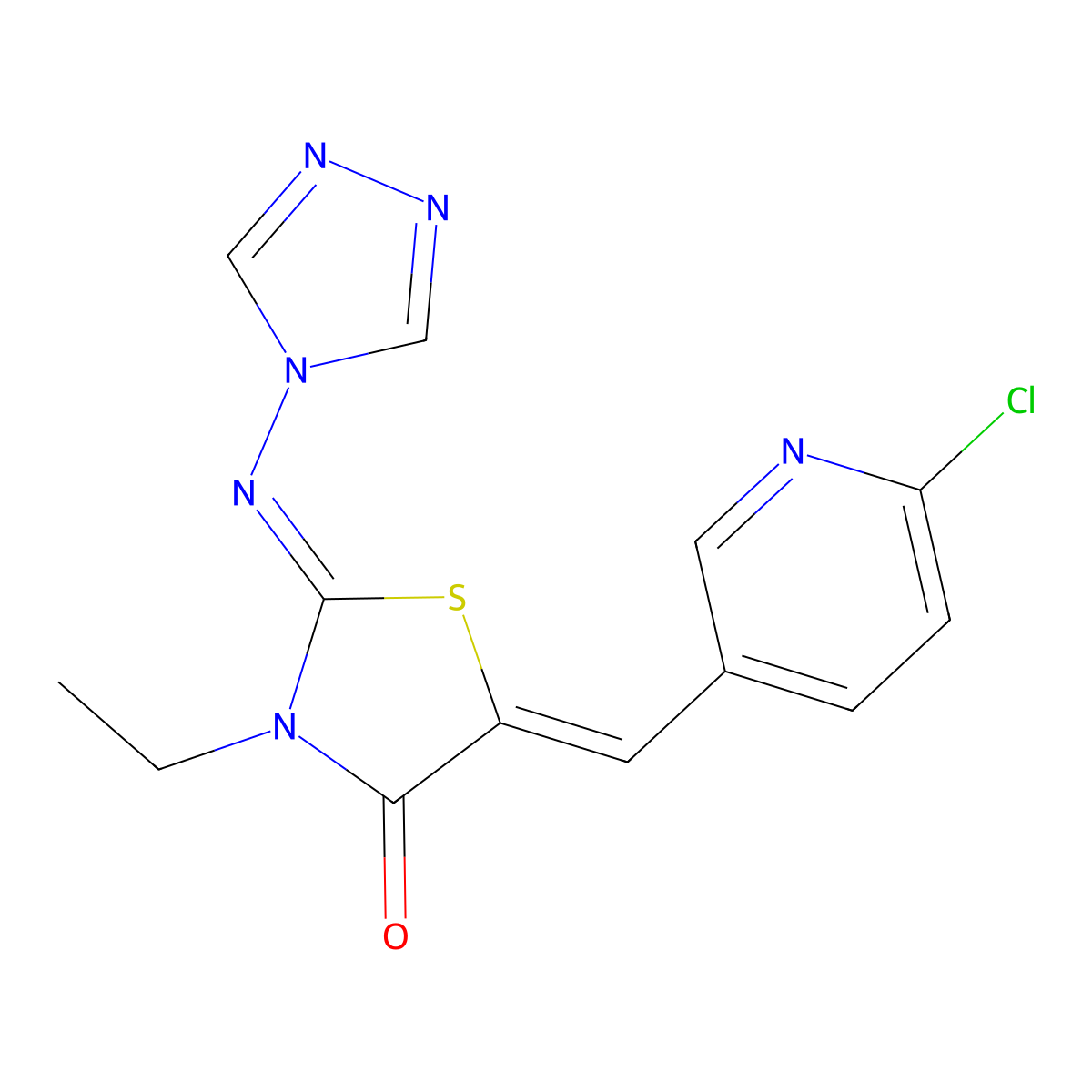 5-[(Z)-(6-chloro-3-pyridinyl)methylidene]-3-ethyl-2-(4H-1,2,4-triazol-4-ylimino)-1,3-thiazolan-4-one molecular structure, CAS 478078-07-8