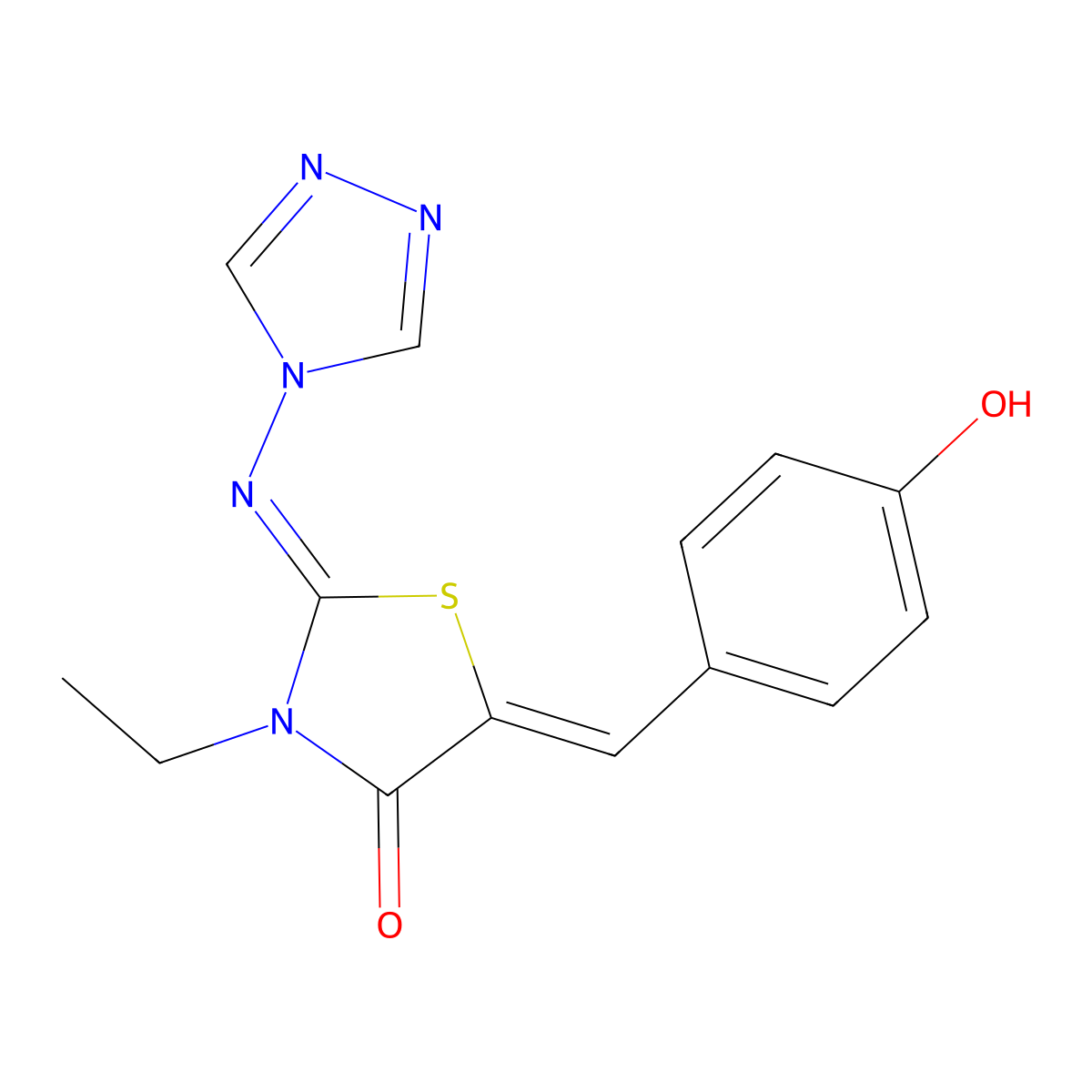 (5Z)-3-ethyl-5-[(4-hydroxyphenyl)methylidene]-2-[(4H-1,2,4-triazol-4-yl)imino]-1,3-thiazolidin-4-one molecular structure, CAS 478078-11-4