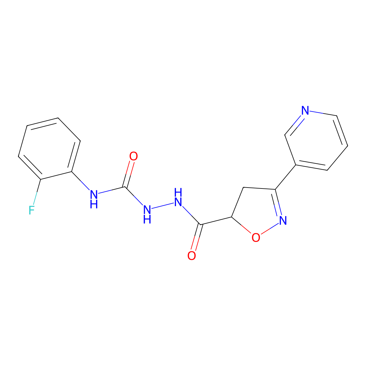 N-(2-fluorophenyl)-2-{[3-(3-pyridinyl)-4,5-dihydro-5-isoxazolyl]carbonyl}-1-hydrazinecarboxamide molecular structure, CAS 478078-24-9
