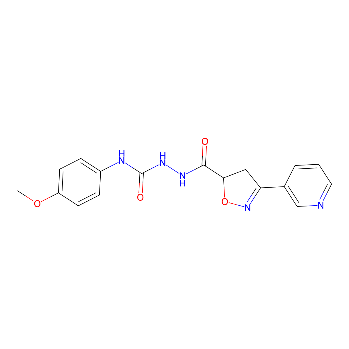 N-(4-methoxyphenyl)-2-{[3-(3-pyridinyl)-4,5-dihydro-5-isoxazolyl]carbonyl}-1-hydrazinecarboxamide molecular structure, CAS 478078-26-1
