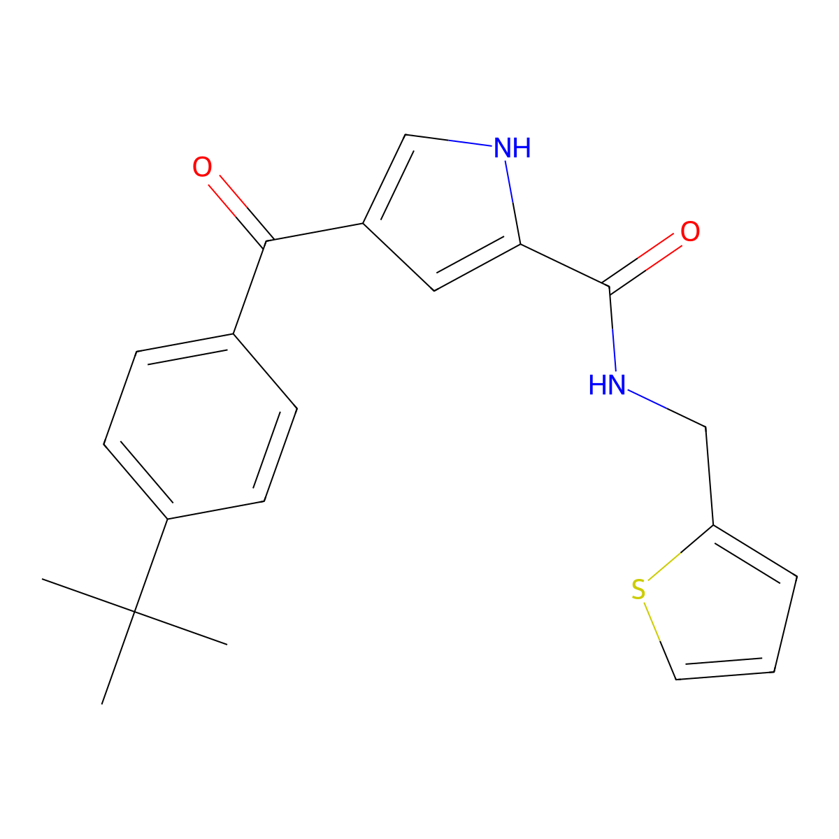 4-[4-(tert-butyl)benzoyl]-N-(2-thienylmethyl)-1H-pyrrole-2-carboxamide molecular structure, CAS 478078-30-7
