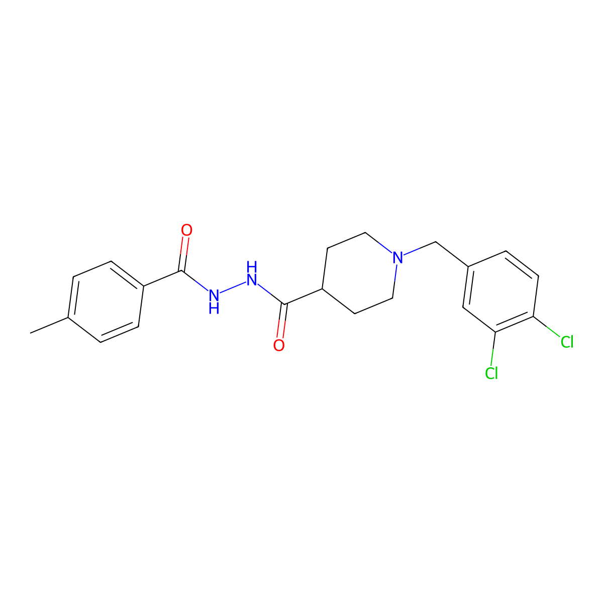 N'-{[1-(3,4-dichlorobenzyl)-4-piperidinyl]carbonyl}-4-methylbenzenecarbohydrazide molecular structure, CAS 478078-38-5