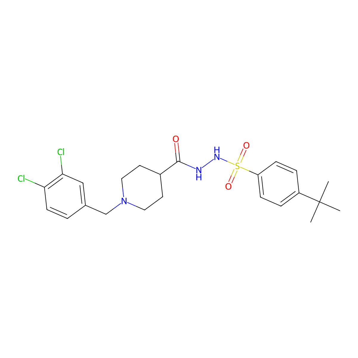 4-(tert-butyl)-N'-{[1-(3,4-dichlorobenzyl)-4-piperidinyl]carbonyl}benzenesulfonohydrazide molecular structure, CAS 478078-39-6
