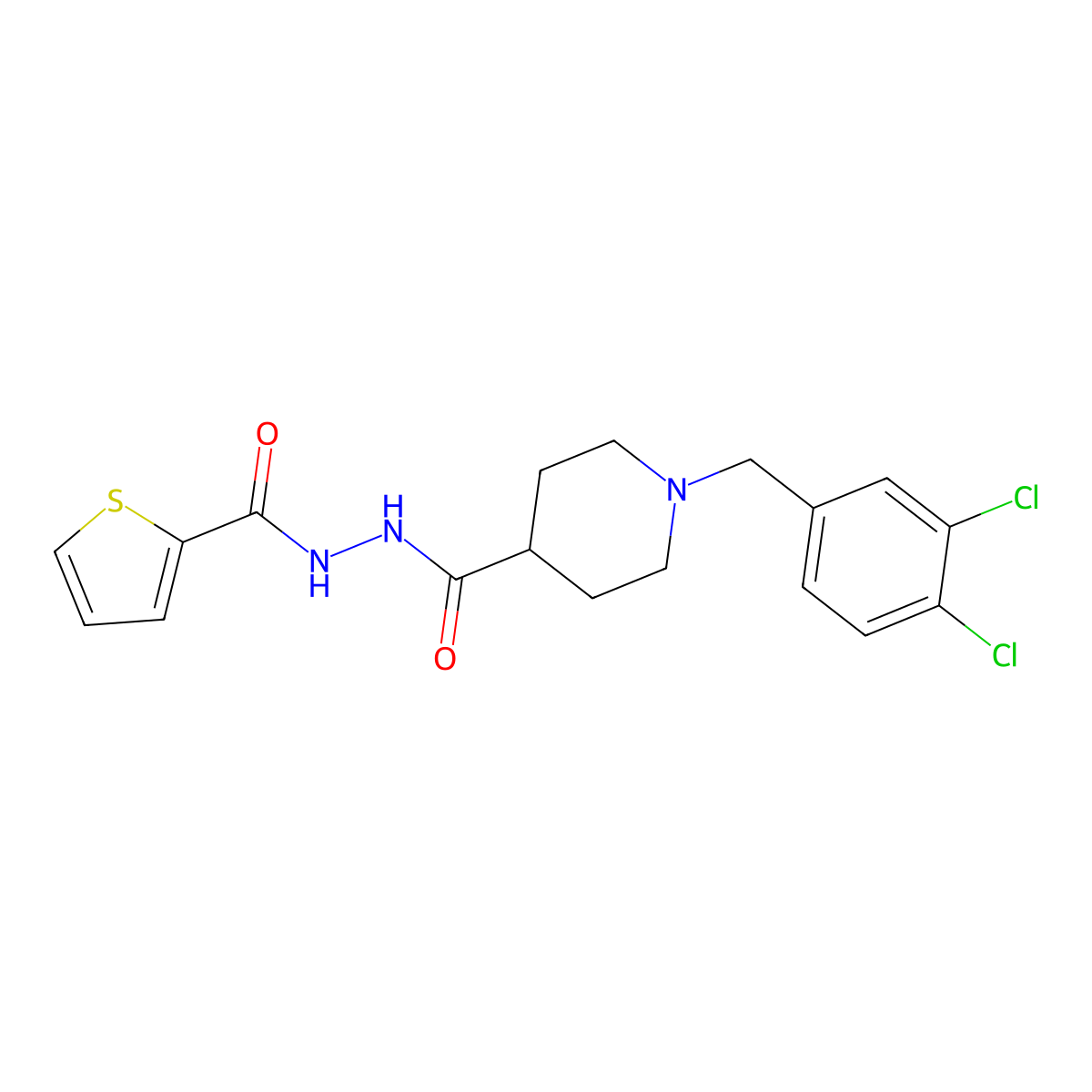 1-[(3,4-dichlorophenyl)methyl]-N'-(thiophene-2-carbonyl)piperidine-4-carbohydrazide molecular structure, CAS 478078-41-0
