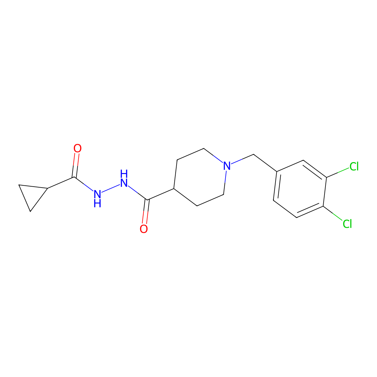 N'-{[1-(3,4-dichlorobenzyl)-4-piperidinyl]carbonyl}cyclopropanecarbohydrazide molecular structure, CAS 478078-42-1