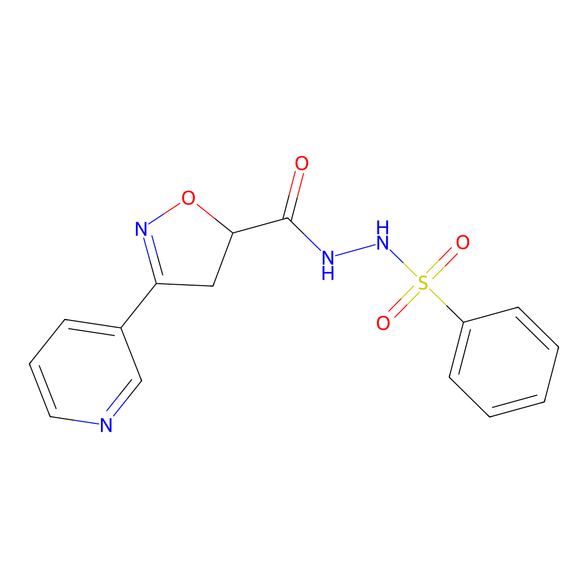 N'-{[3-(3-pyridinyl)-4,5-dihydro-5-isoxazolyl]carbonyl}benzenesulfonohydrazide molecular structure, CAS 478078-45-4