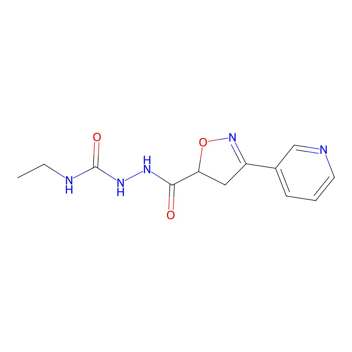 N-ethyl-2-{[3-(3-pyridinyl)-4,5-dihydro-5-isoxazolyl]carbonyl}-1-hydrazinecarboxamide molecular structure, CAS 478078-47-6