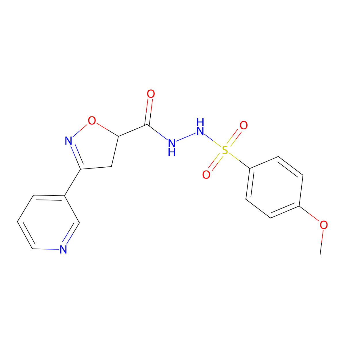 4-methoxy-N'-{[3-(3-pyridinyl)-4,5-dihydro-5-isoxazolyl]carbonyl}benzenesulfonohydrazide molecular structure, CAS 478078-49-8