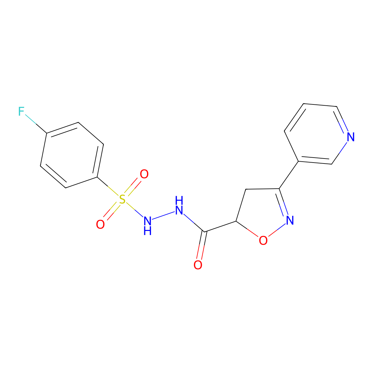 4-fluoro-N'-{[3-(3-pyridinyl)-4,5-dihydro-5-isoxazolyl]carbonyl}benzenesulfonohydrazide molecular structure, CAS 478078-50-1