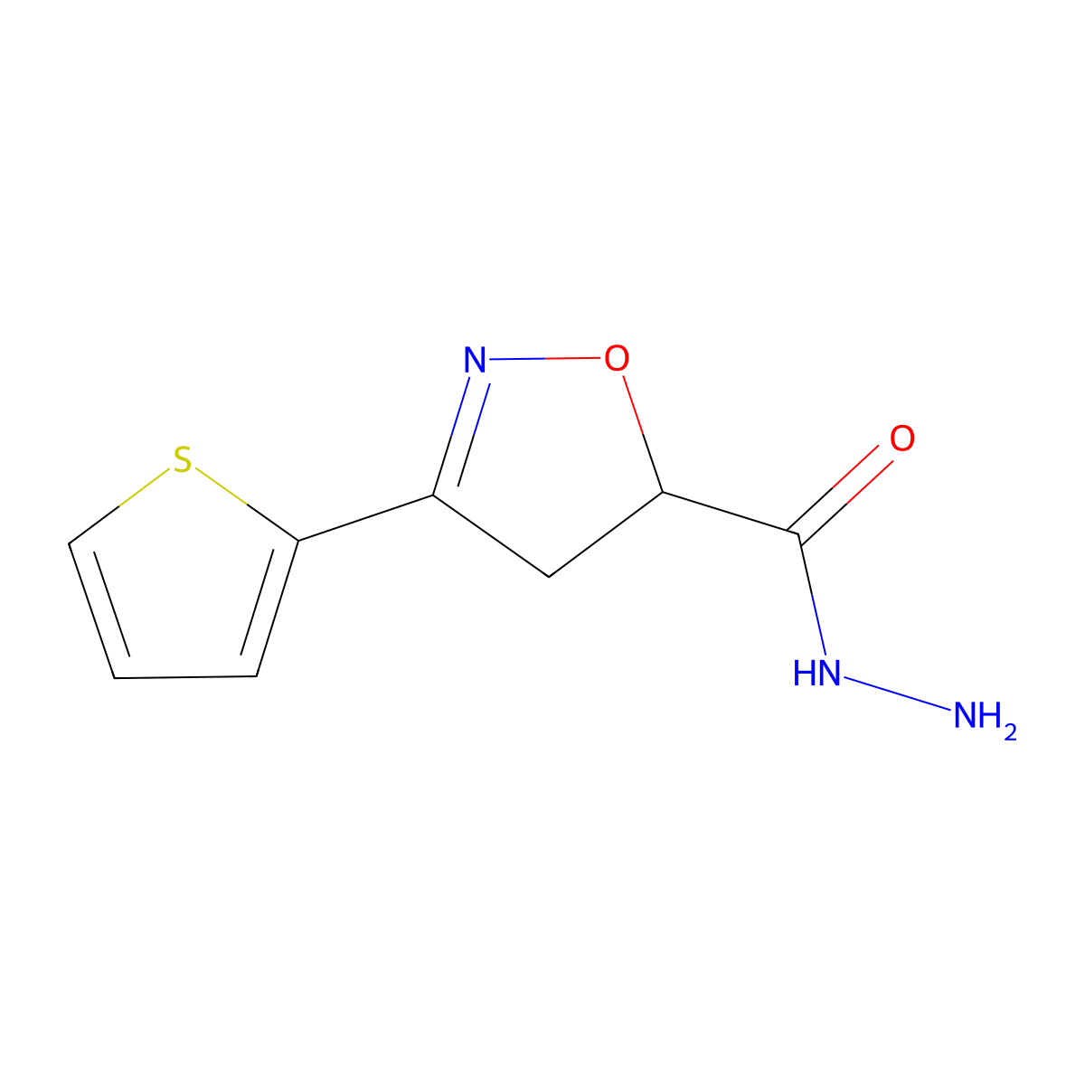 3-(Thiophen-2-yl)-4,5-dihydroisoxazole-5-carbohydrazide molecular structure, CAS 478078-60-3