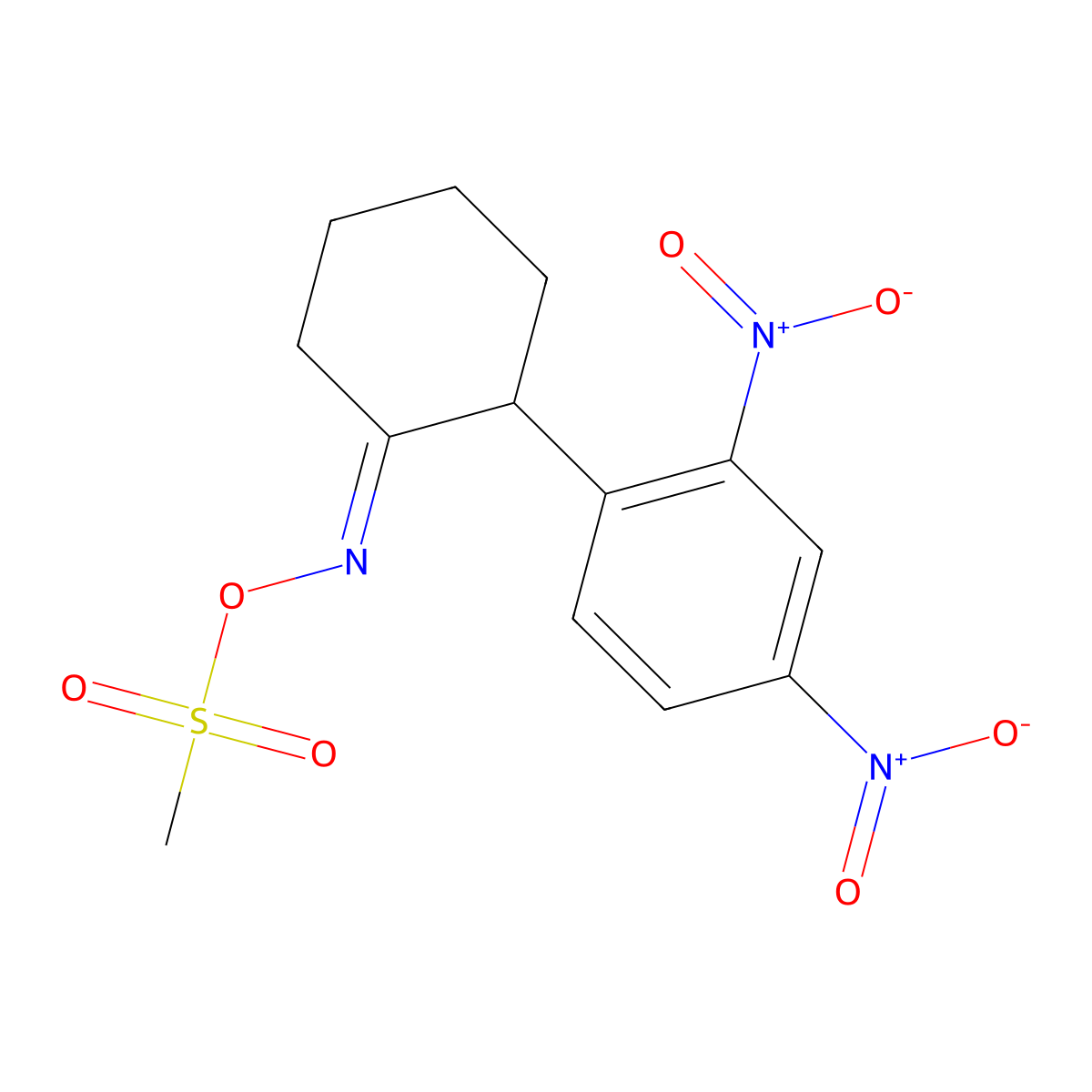 ({[2-(2,4-Dinitrophenyl)cyclohexyliden]amino}oxy)(methyl)dioxo-lambda~6~-sulfane molecular structure, CAS 478078-71-6