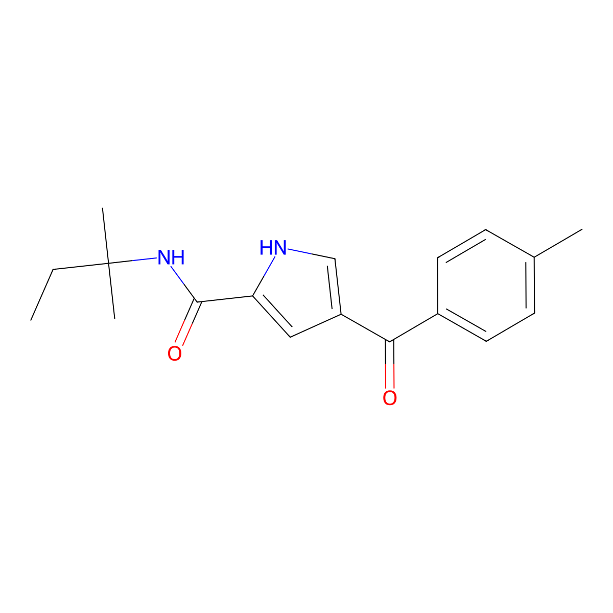 4-(4-methylbenzoyl)-N-(2-methylbutan-2-yl)-1H-pyrrole-2-carboxamide molecular structure, CAS 478078-76-1