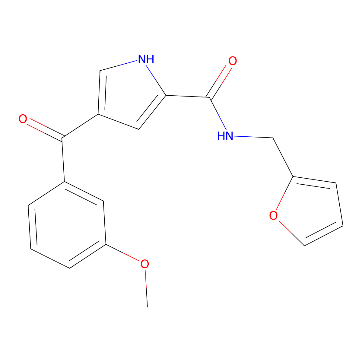 N-(2-furylmethyl)-4-(3-methoxybenzoyl)-1H-pyrrole-2-carboxamide molecular structure, CAS 478078-79-4