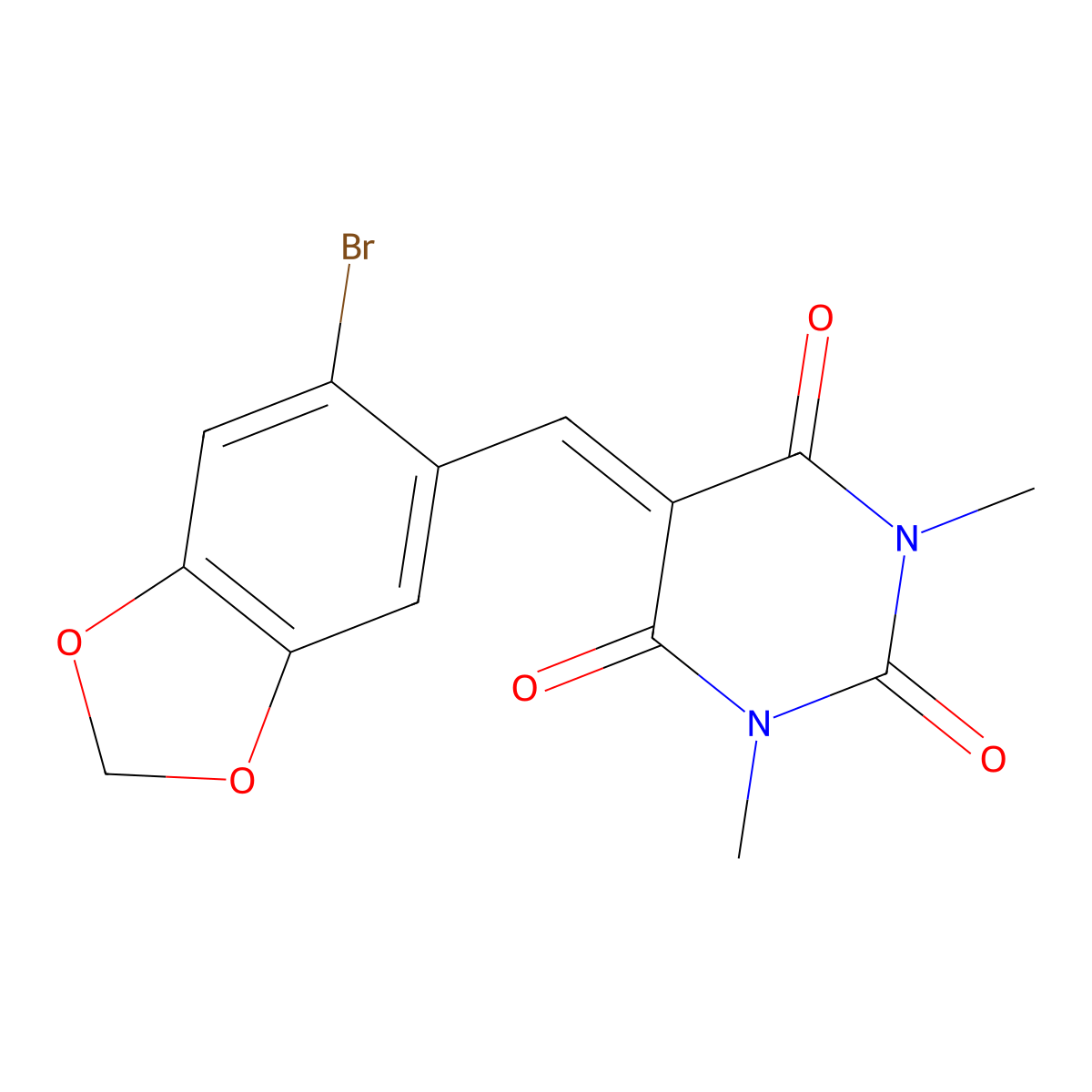 5-[(6-bromo-1,3-benzodioxol-5-yl)methylene]-1,3-dimethyl-2,4,6(1H,3H,5H)-pyrimidinetrione molecular structure, CAS 478078-93-2
