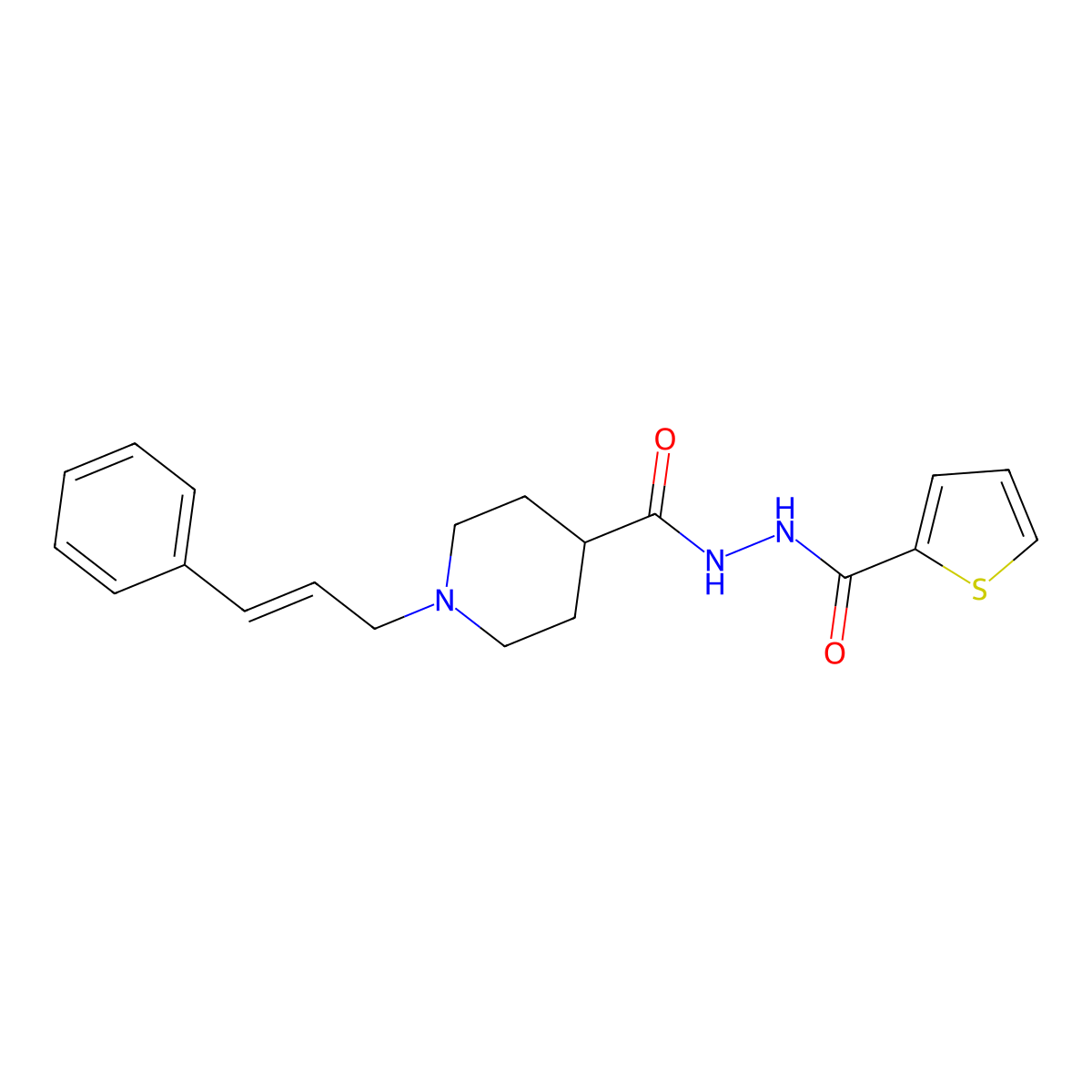 1-[(2E)-3-phenylprop-2-en-1-yl]-N'-(thiophene-2-carbonyl)piperidine-4-carbohydrazide molecular structure, CAS 478079-00-4