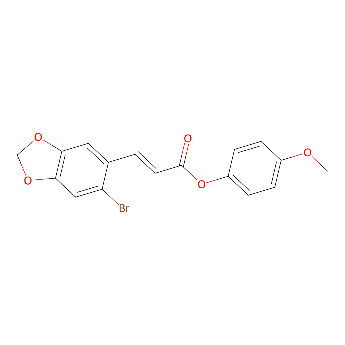 4-methoxyphenyl (E)-3-(6-bromo-1,3-benzodioxol-5-yl)-2-propenoate molecular structure, CAS 478079-02-6