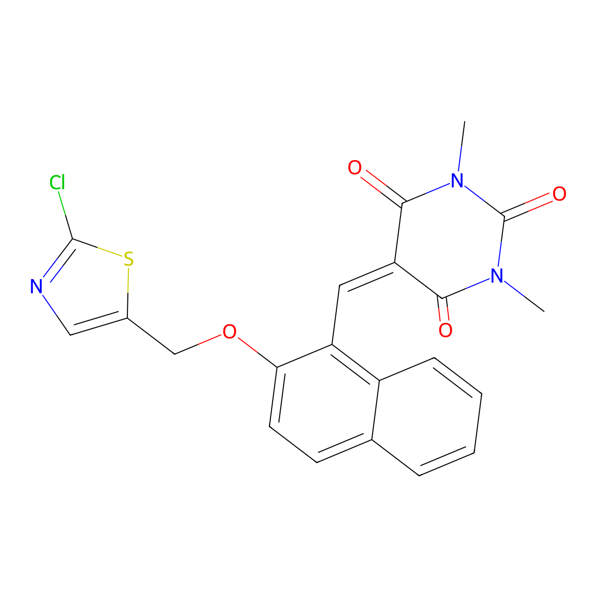 5-({2-[(2-chloro-1,3-thiazol-5-yl)methoxy]-1-naphthyl}methylene)-1,3-dimethyl-2,4,6(1H,3H,5H)-pyrimidinetrione molecular structure, CAS 478079-04-8
