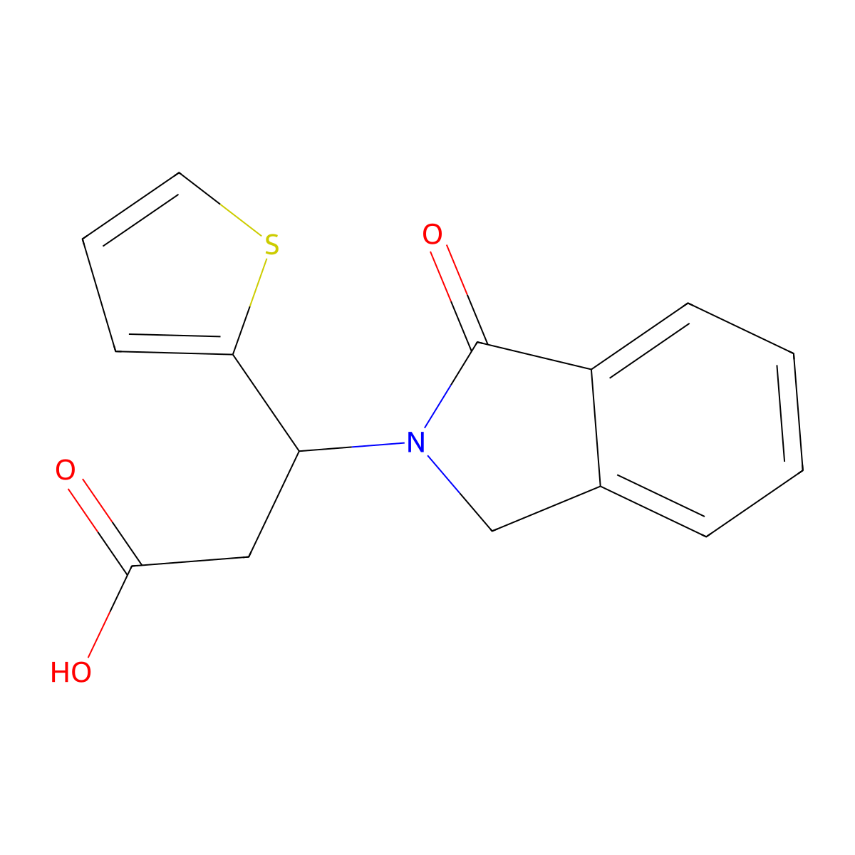 3-(1-oxo-1,3-dihydro-2H-isoindol-2-yl)-3-(2-thienyl)propanoic acid molecular structure, CAS 478079-05-9