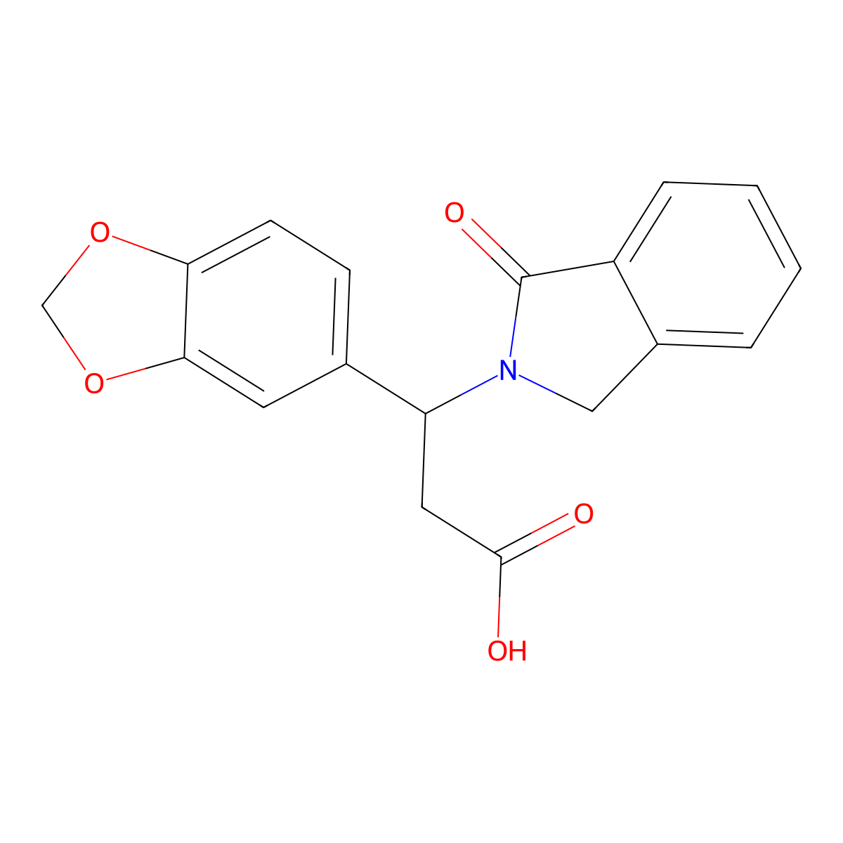3-(1,3-benzodioxol-5-yl)-3-(1-oxo-1,3-dihydro-2H-isoindol-2-yl)propanoic acid molecular structure, CAS 478079-06-0