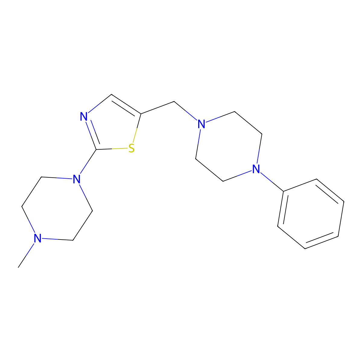 1-Methyl-4-{5-[(4-phenylpiperazino)methyl]-1,3-thiazol-2-yl}piperazine molecular structure, CAS 478079-09-3