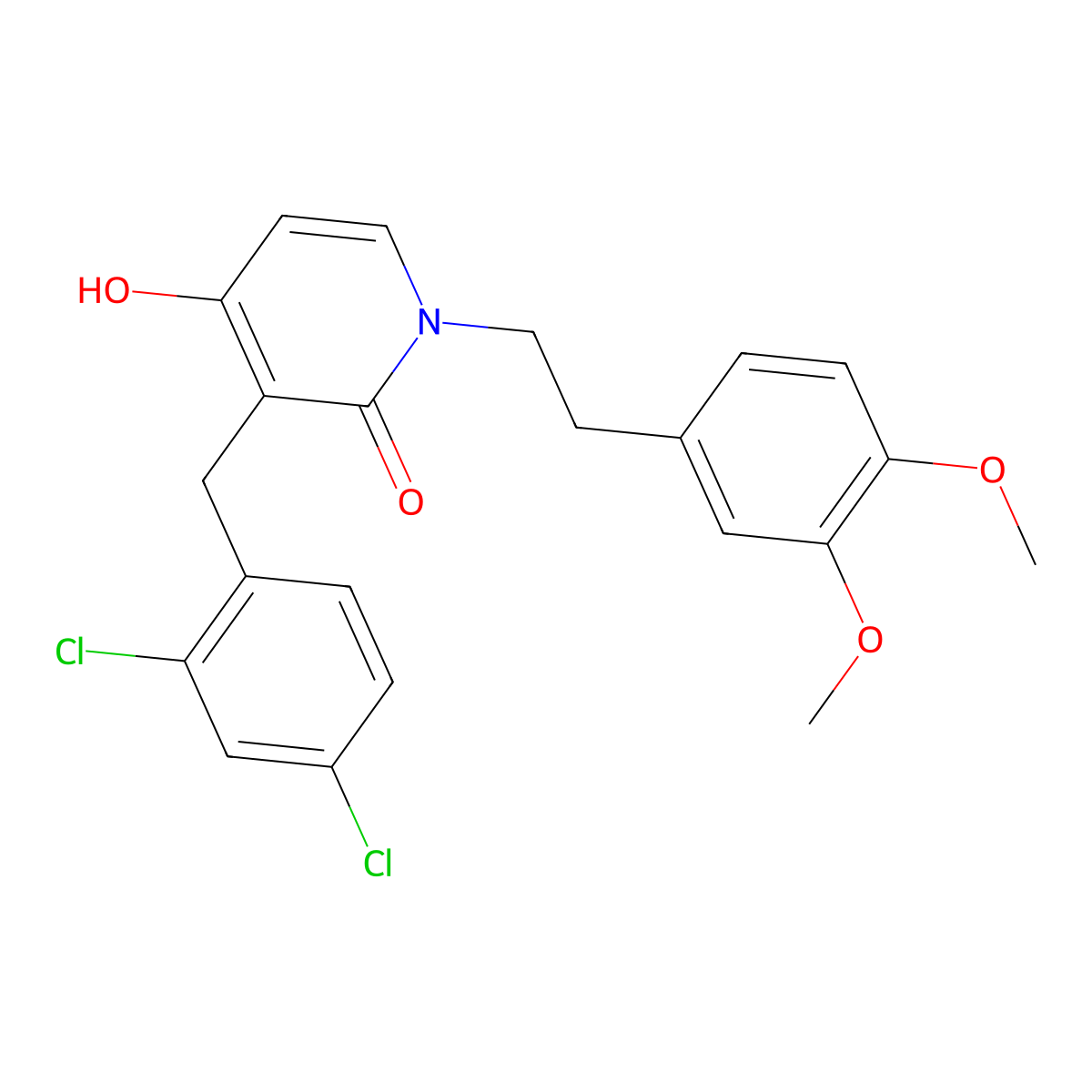 3-(2,4-dichlorobenzyl)-1-(3,4-dimethoxyphenethyl)-4-hydroxy-2(1H)-pyridinone molecular structure, CAS 478079-19-5