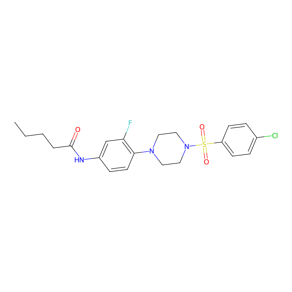 N-(4-{4-[(4-chlorophenyl)sulfonyl]piperazino}-3-fluorophenyl)pentanamide molecular structure, CAS 478079-26-4