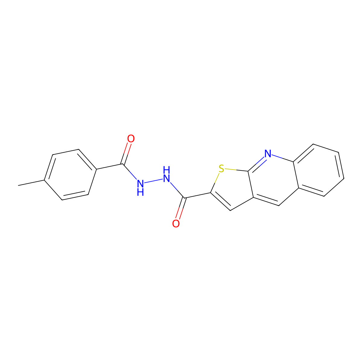 N'-(4-methylbenzoyl)thieno[2,3-b]quinoline-2-carbohydrazide molecular structure, CAS 478079-40-2