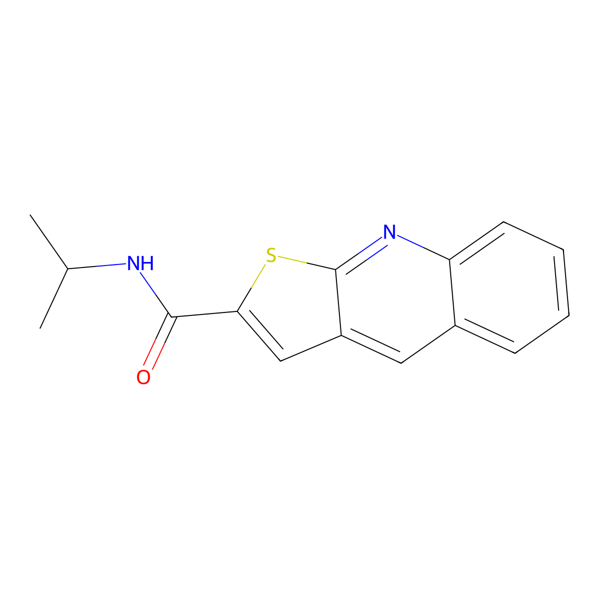 N-isopropylthieno[2,3-b]quinoline-2-carboxamide molecular structure, CAS 478079-42-4