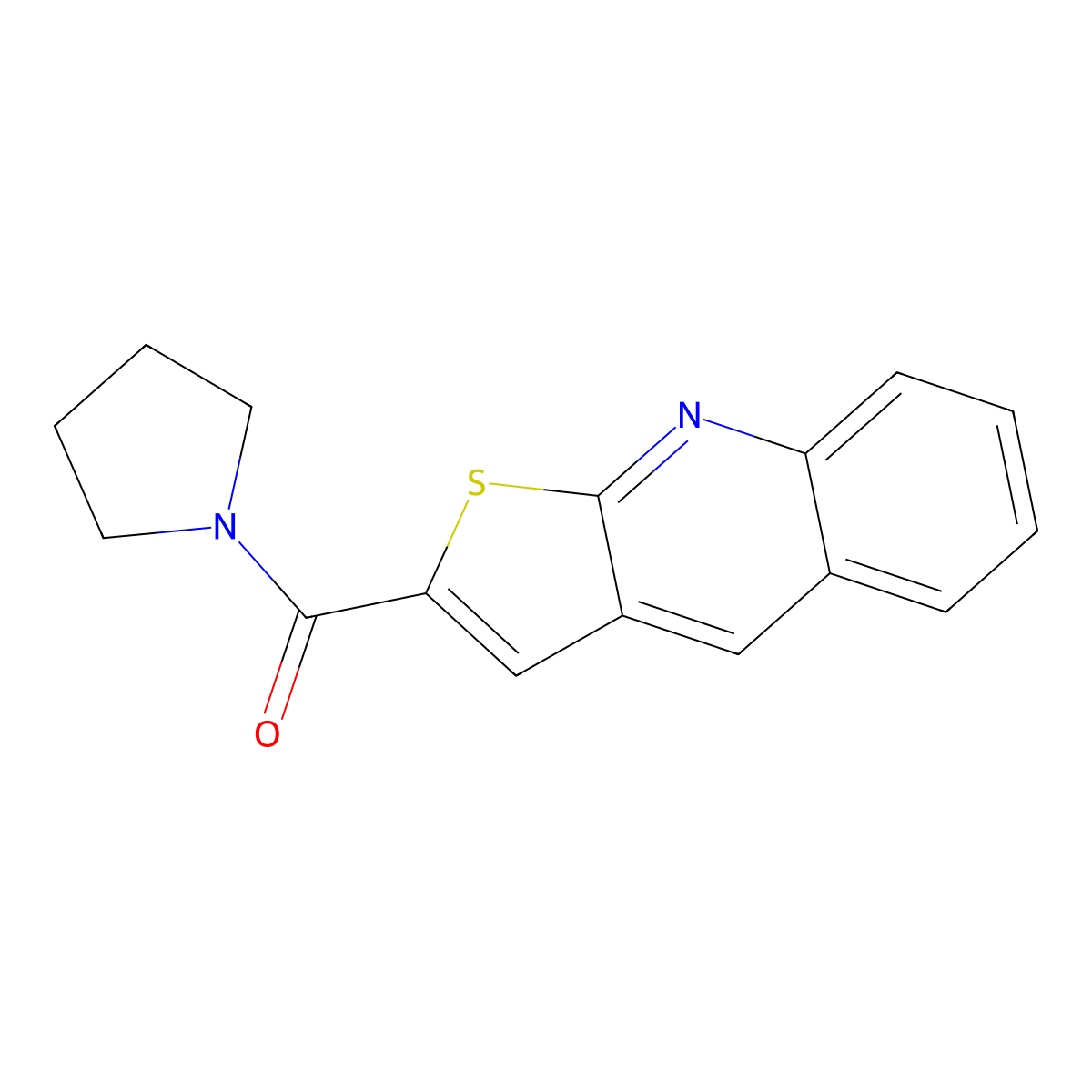 1-Pyrrolidinyl(thieno[2,3-b]quinolin-2-yl)methanone molecular structure, CAS 478079-43-5