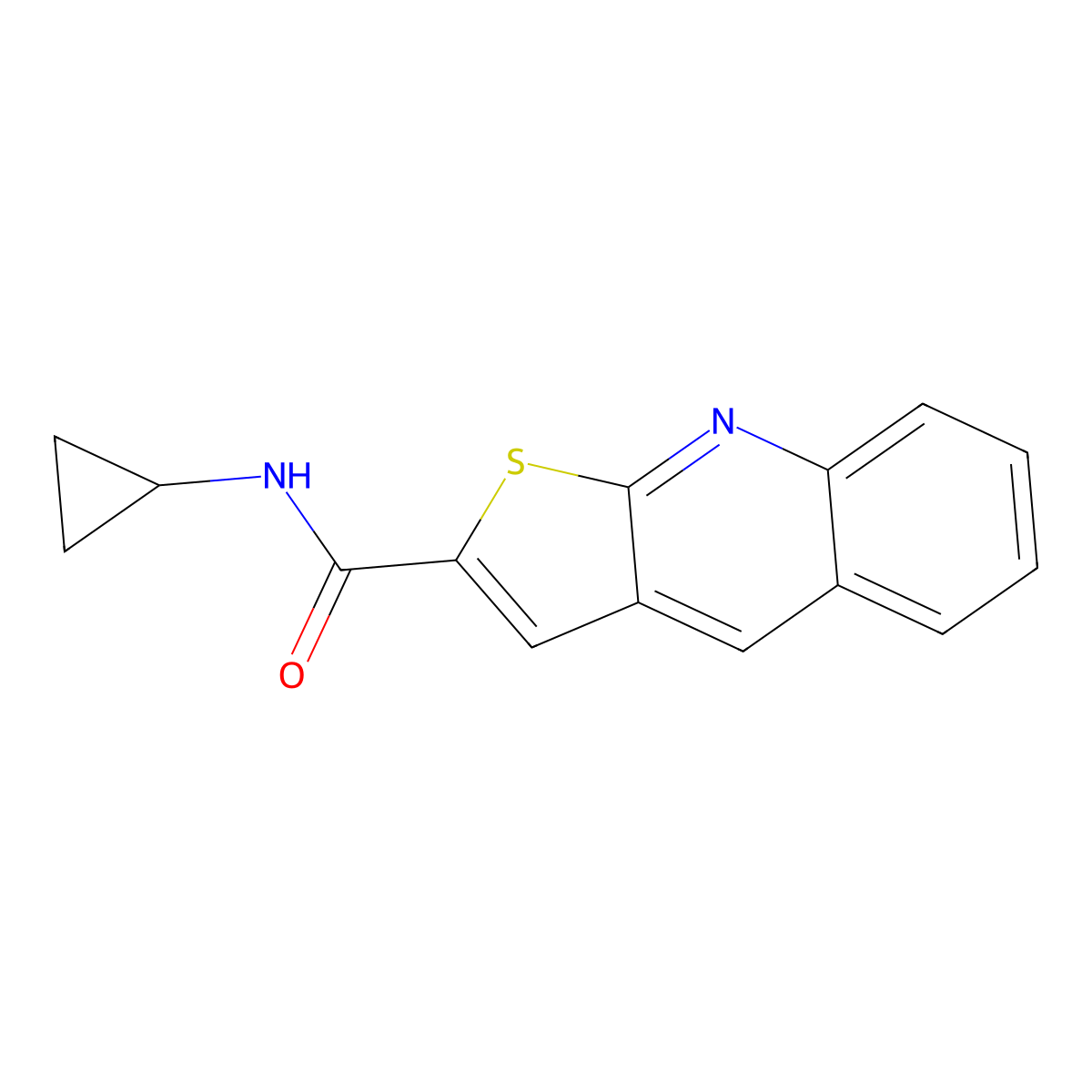 N-cyclopropylthieno[2,3-b]quinoline-2-carboxamide molecular structure, CAS 478079-44-6