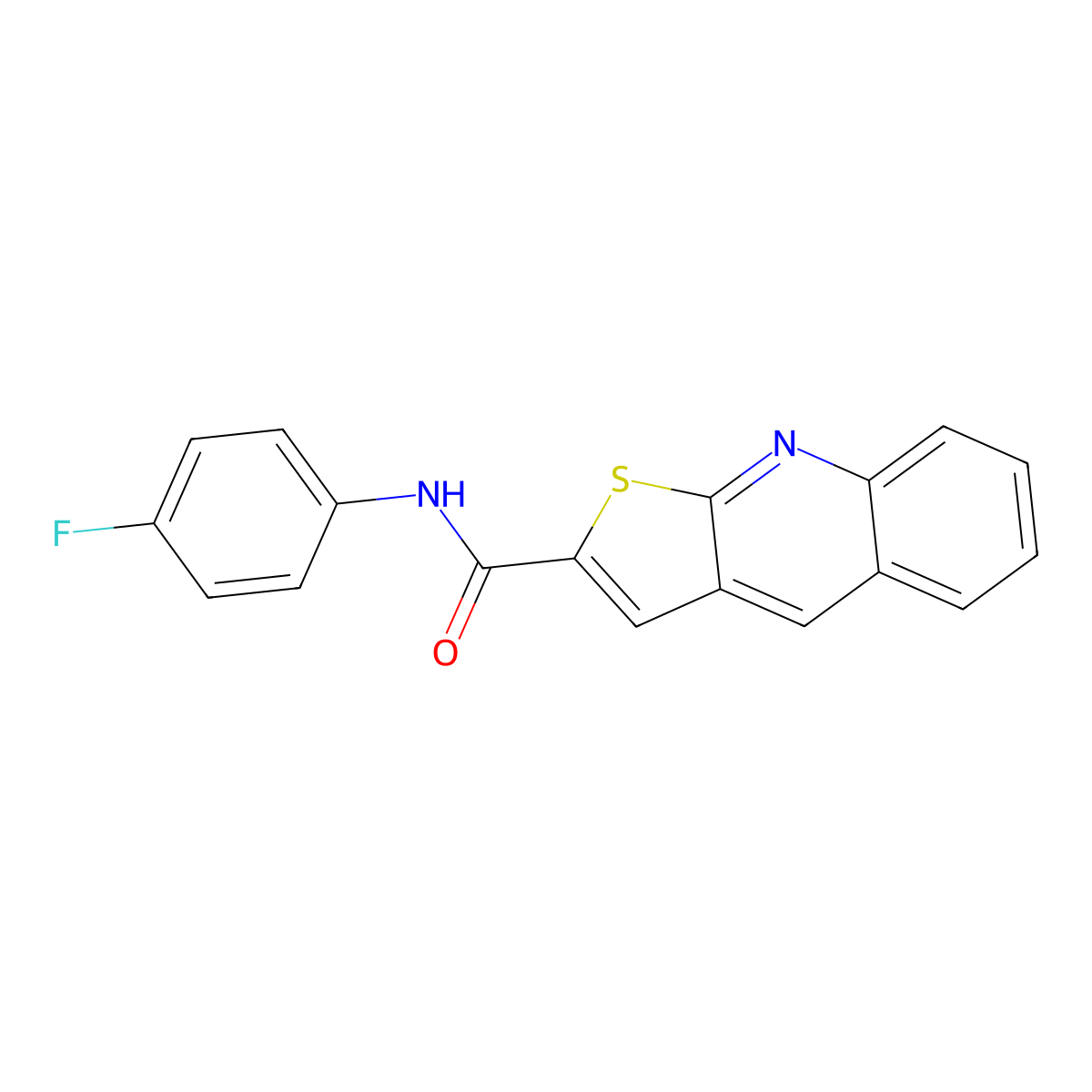 N-(4-fluorophenyl)thieno[2,3-b]quinoline-2-carboxamide molecular structure, CAS 478079-46-8