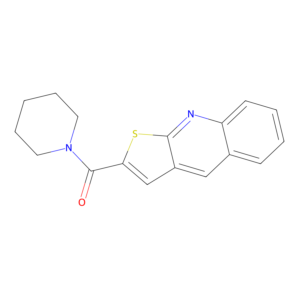Piperidino(thieno[2,3-b]quinolin-2-yl)methanone molecular structure, CAS 478079-47-9