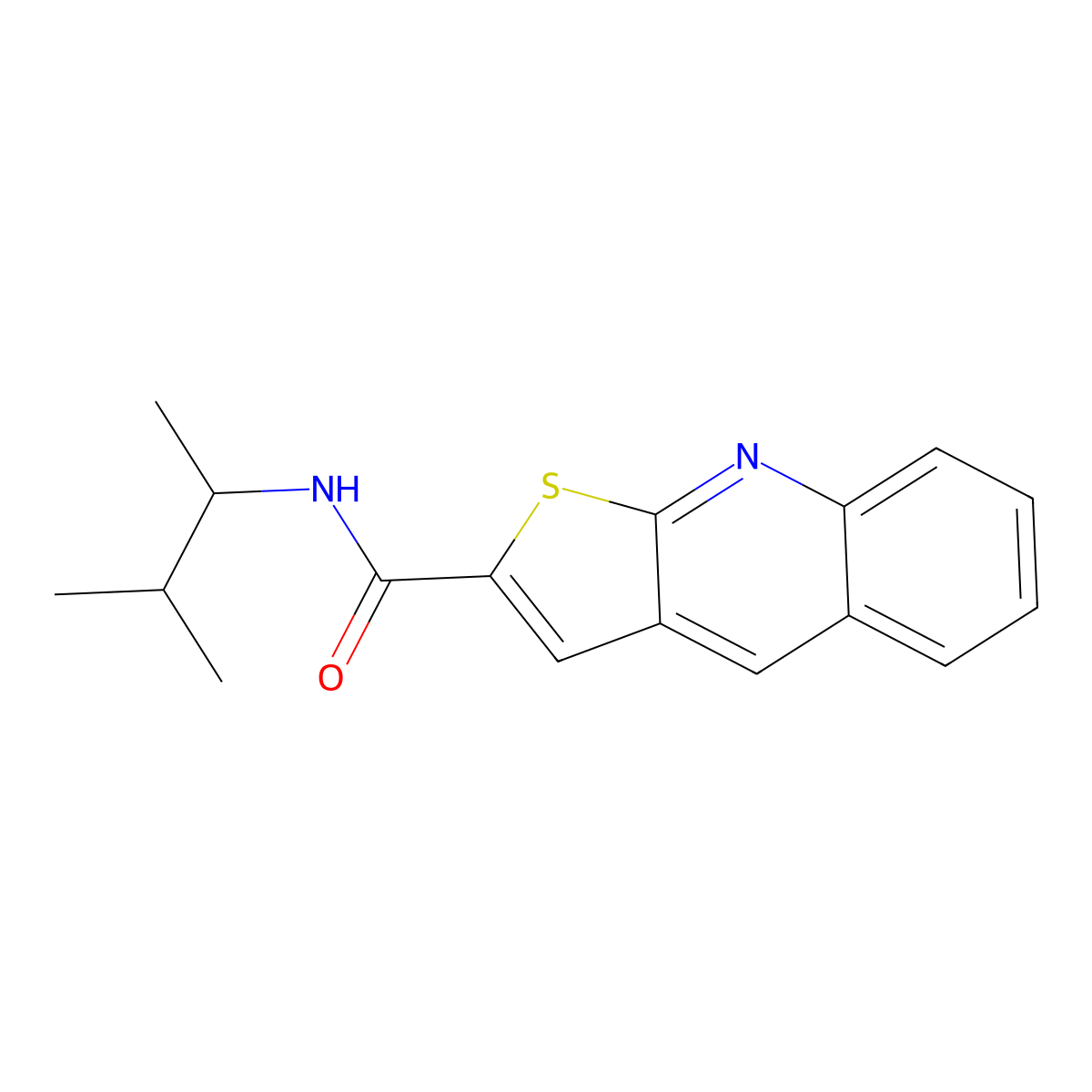 N-(3-methylbutan-2-yl)thieno[2,3-b]quinoline-2-carboxamide molecular structure, CAS 478079-48-0