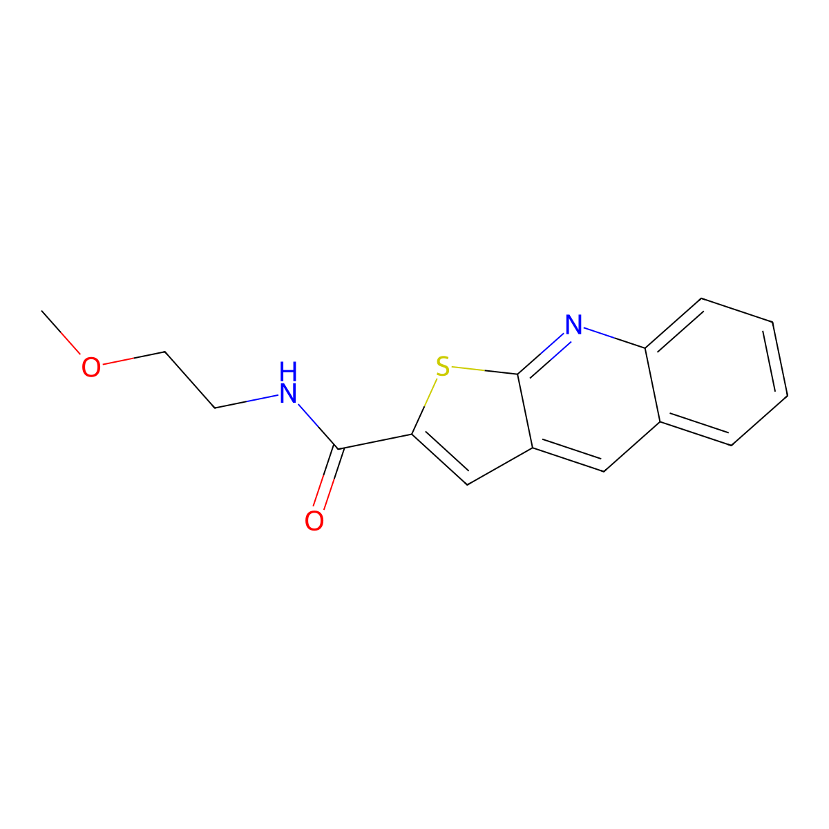 N-(2-methoxyethyl)thieno[2,3-b]quinoline-2-carboxamide molecular structure, CAS 478079-49-1