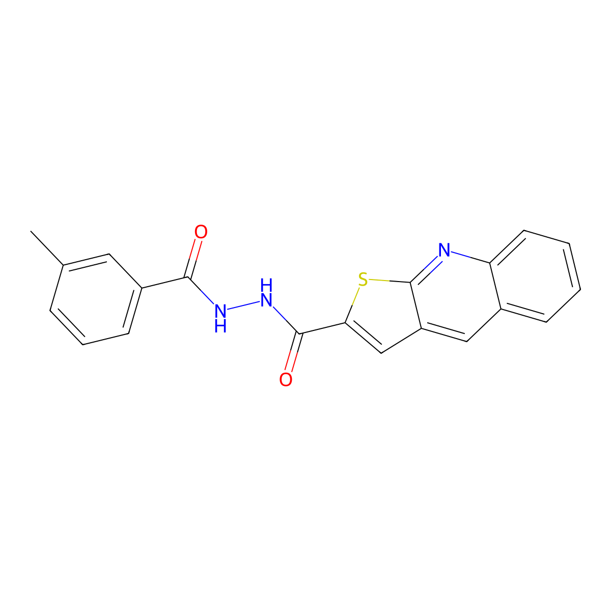 N'-(3-methylbenzoyl)thieno[2,3-b]quinoline-2-carbohydrazide molecular structure, CAS 478079-53-7