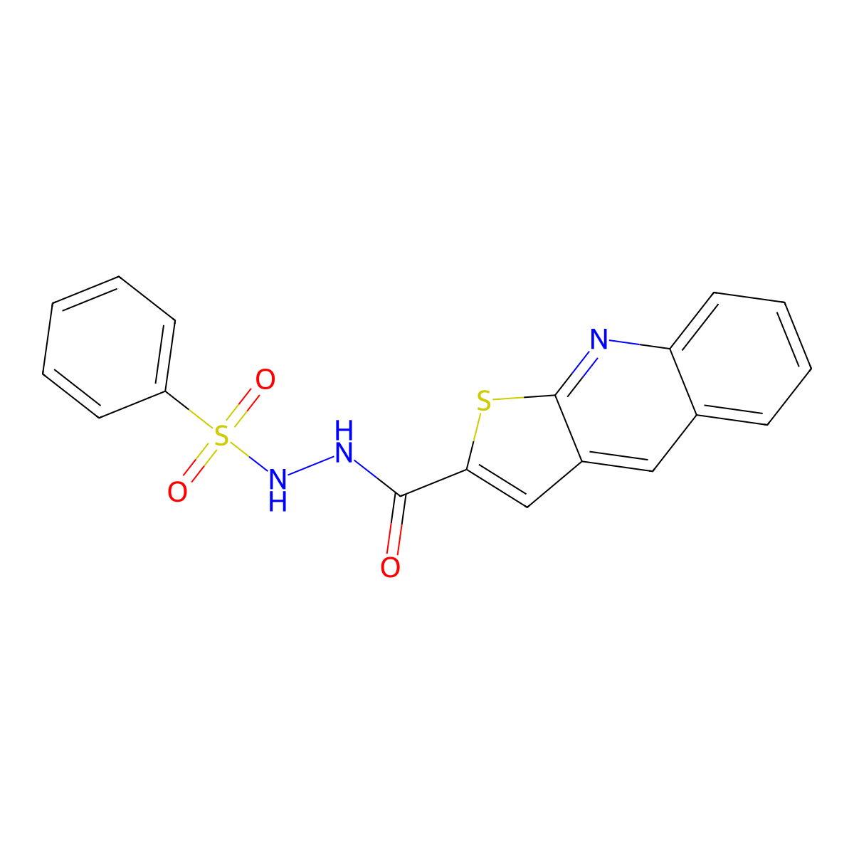 N'-(benzenesulfonyl)thieno[2,3-b]quinoline-2-carbohydrazide molecular structure, CAS 478079-54-8