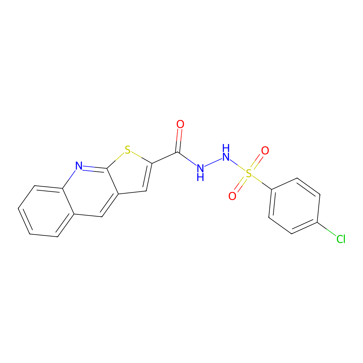 4-chloro-N'-(thieno[2,3-b]quinolin-2-ylcarbonyl)benzenesulfonohydrazide molecular structure, CAS 478079-56-0