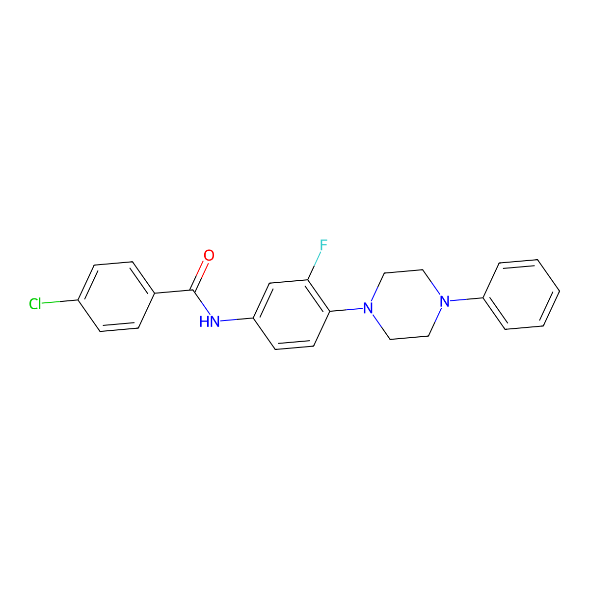 4-chloro-N-[3-fluoro-4-(4-phenylpiperazin-1-yl)phenyl]benzamide molecular structure, CAS 478079-58-2
