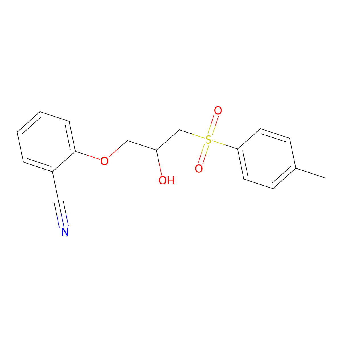 2-(2-Hydroxy-3-((4-methylphenyl)sulfonyl)propoxy)benzonitrile molecular structure, CAS 478079-77-5