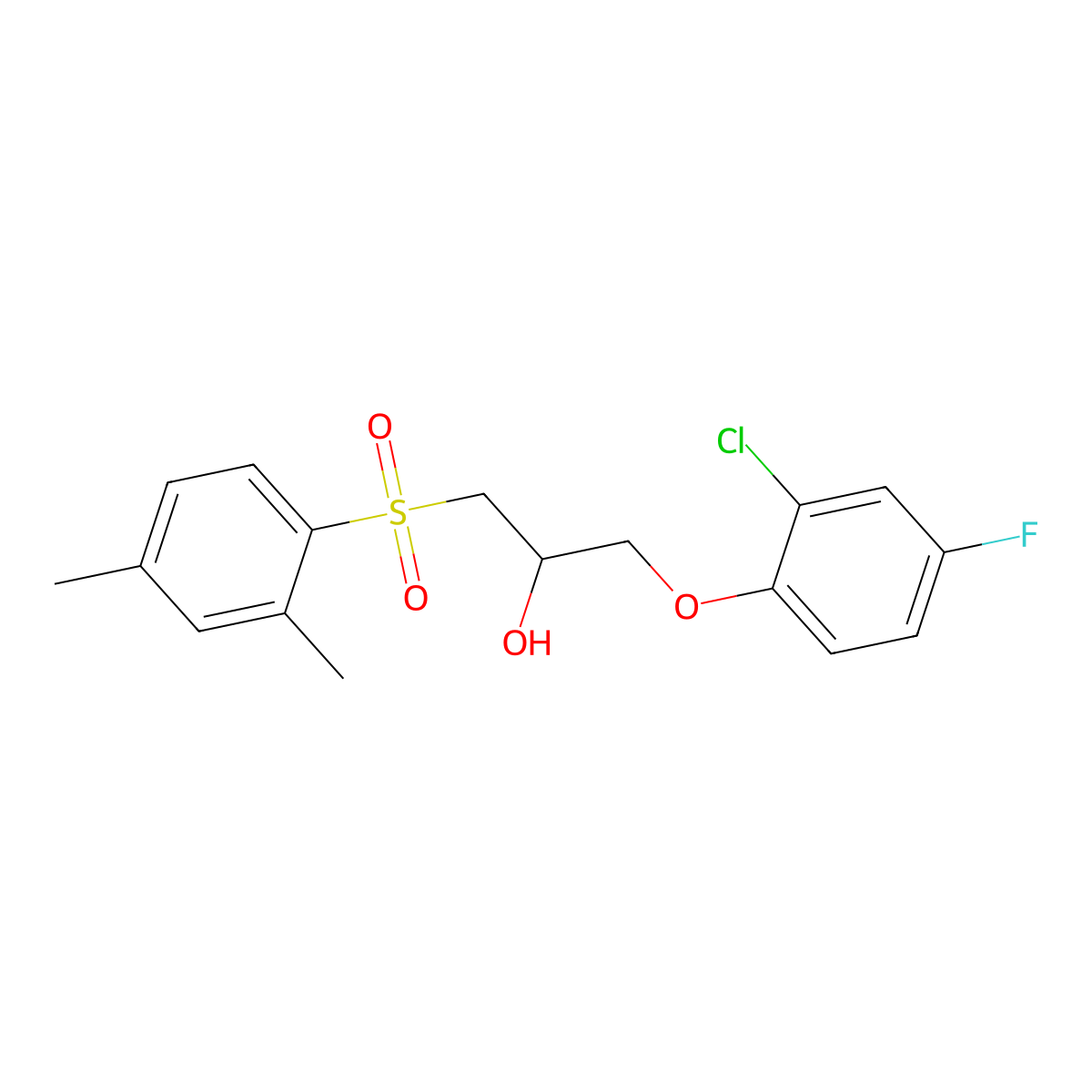 1-(2-Chloro-4-fluorophenoxy)-3-[(2,4-dimethylphenyl)sulfonyl]-2-propanol molecular structure, CAS 478079-87-7