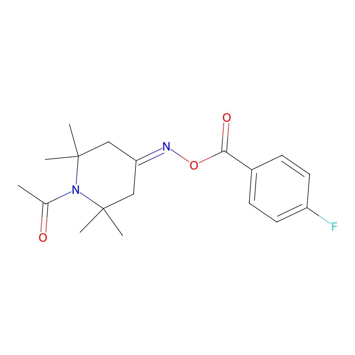 1-(4-{[(4-Fluorobenzoyl)oxy]imino}-2,2,6,6-tetramethylpiperidino)-1-ethanone molecular structure, CAS 478079-93-5