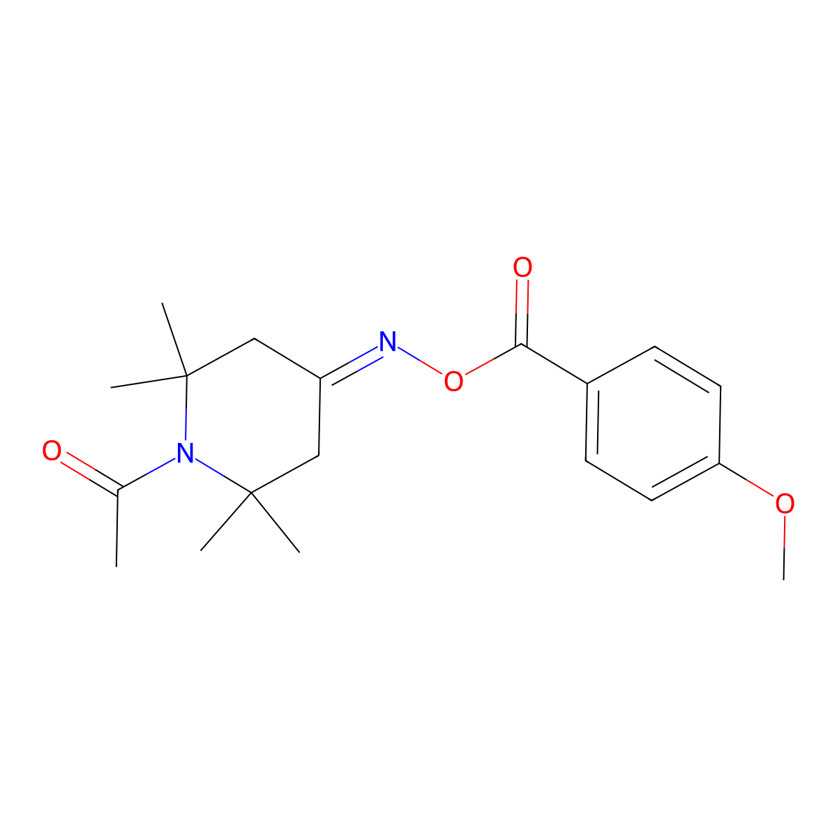 1-(4-{[(4-Methoxybenzoyl)oxy]imino}-2,2,6,6-tetramethylpiperidino)-1-ethanone molecular structure, CAS 478079-94-6