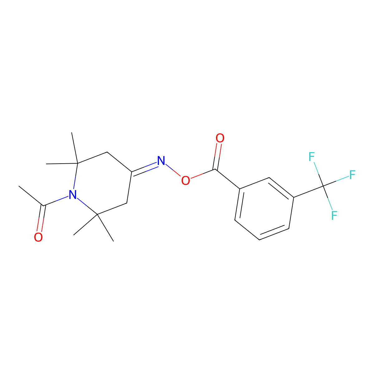 1-[2,2,6,6-Tetramethyl-4-({[3-(trifluoromethyl)benzoyl]oxy}imino)piperidino]-1-ethanone molecular structure, CAS 478079-96-8
