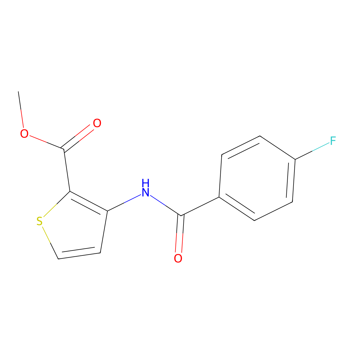 Methyl 3-[(4-fluorobenzoyl)amino]-2-thiophenecarboxylate molecular structure, CAS 478080-00-1