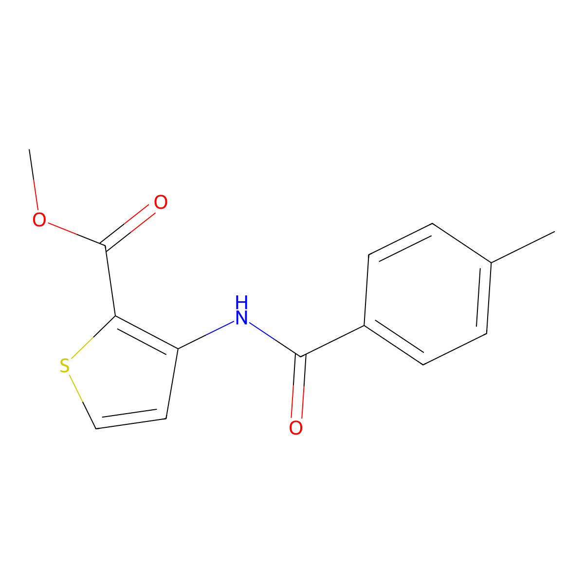 Methyl 3-((4-methylbenzoyl)amino)-2-thiophenecarboxylate molecular structure, CAS 478080-01-2